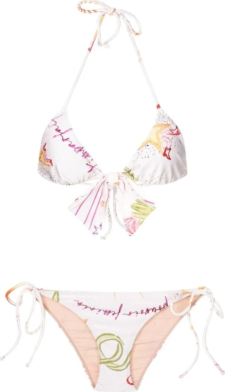 Illustrative-Print Bikini Set