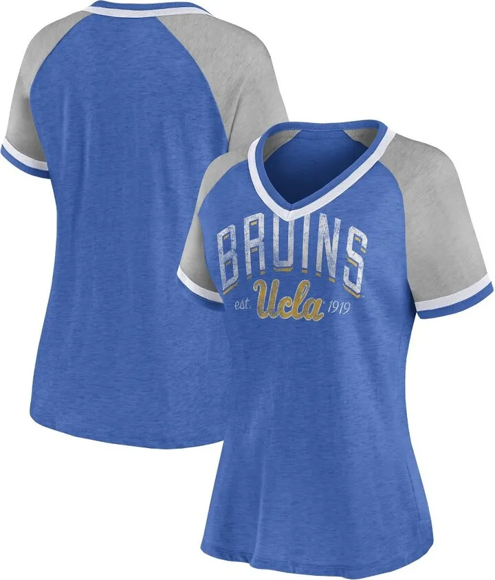 NCAA UCLA Bruins Women's Gray V-Neck Raglan T-Shirt - XL