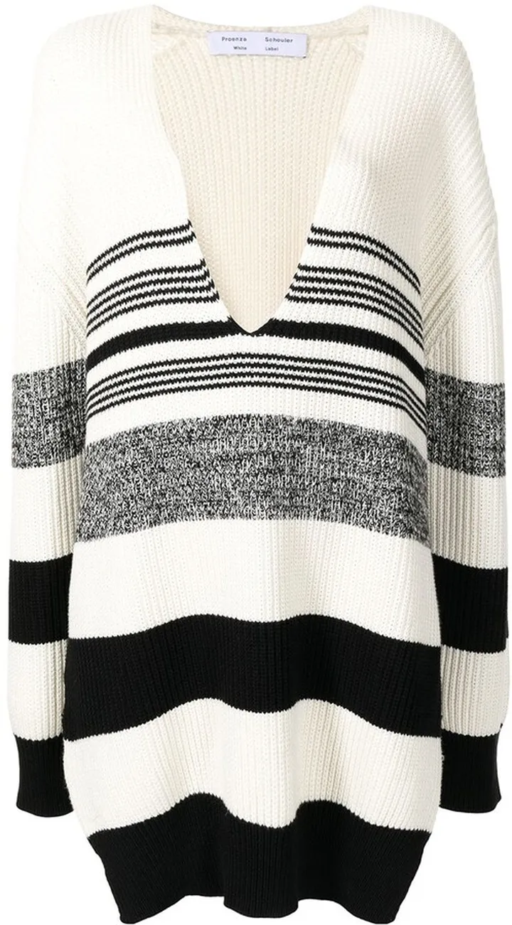 horizontal-stripe V-neck jumper