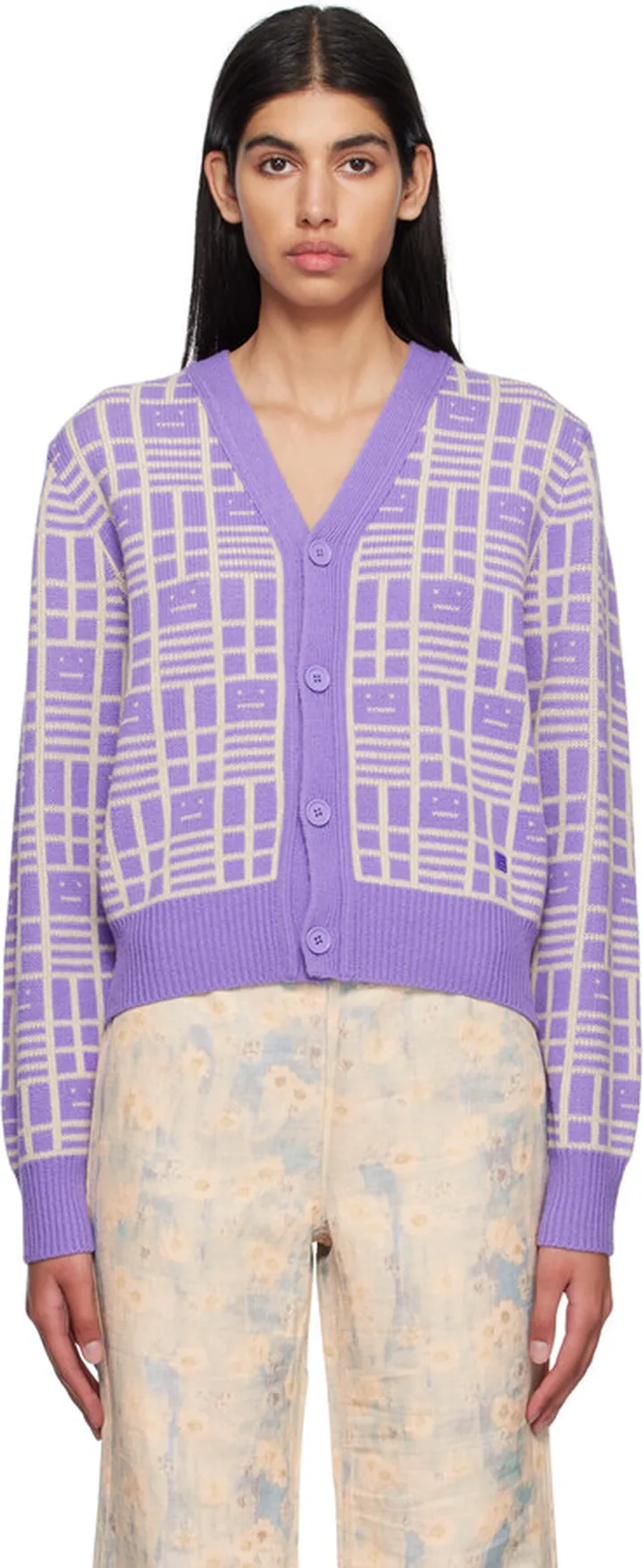 Acne Studios Purple Y-Neck Cardigan