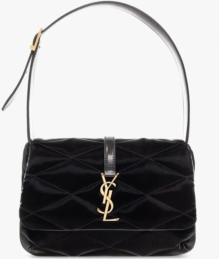 Saint Laurent Logo Plaque Quilted Shoulder Bag