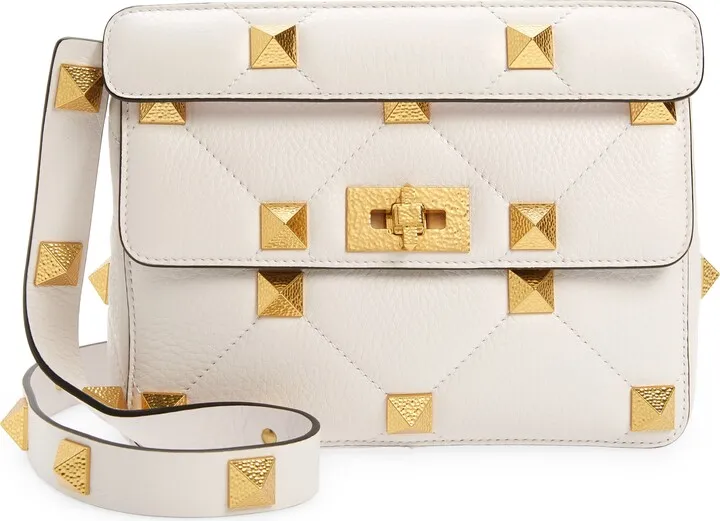 Medium Roman Stud Matelassé Leather Shoulder Bag