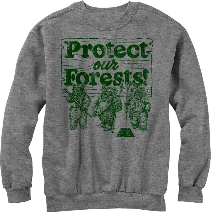 Men's Star Wars Ewok Protect Our Forests Sweatshirt - Athletic Heather - Large