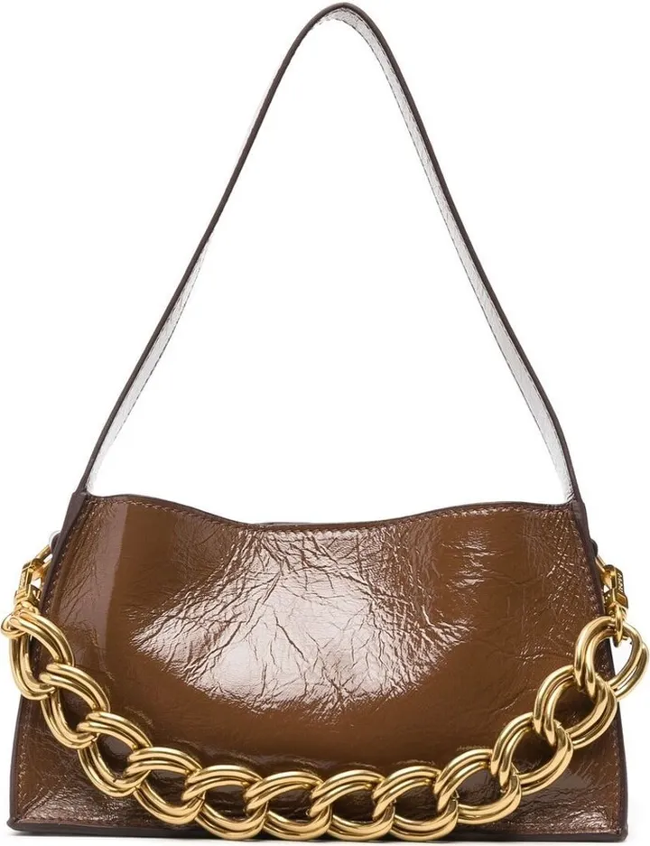 Creased-Detail Leather Shoulder Bag