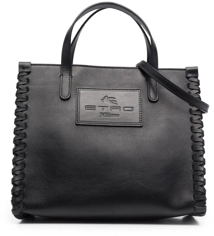 Whipstitch-Trim Leather Tote Bag