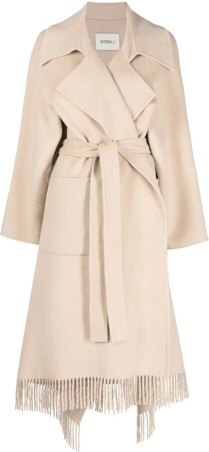 Fringe-Detail Belted Trenchcoat