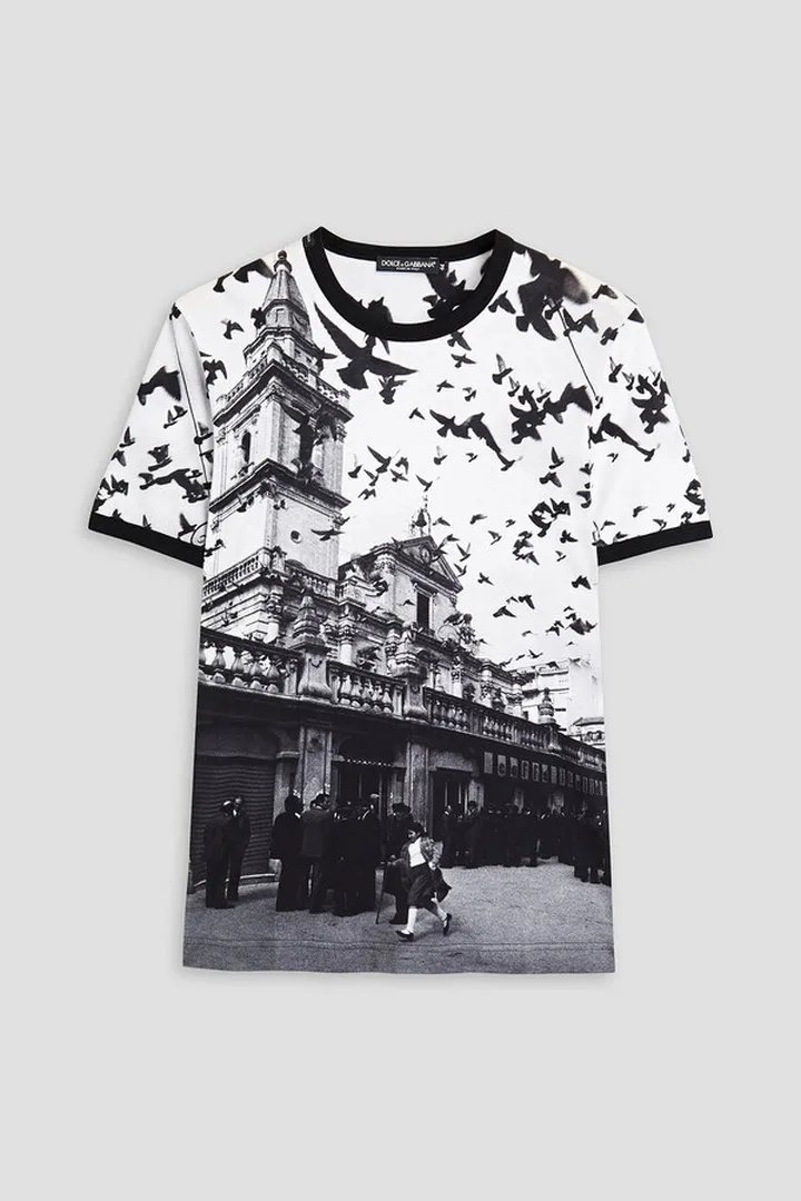 Slim-fit printed cotton-jersey T-shirt