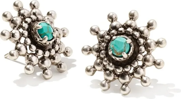 Dryden Vintage Silver Stud Earrings in Variegated Turquoise Magnesite
