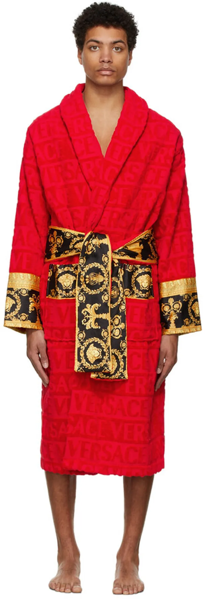 Versace Red I Heart Baroque Robe