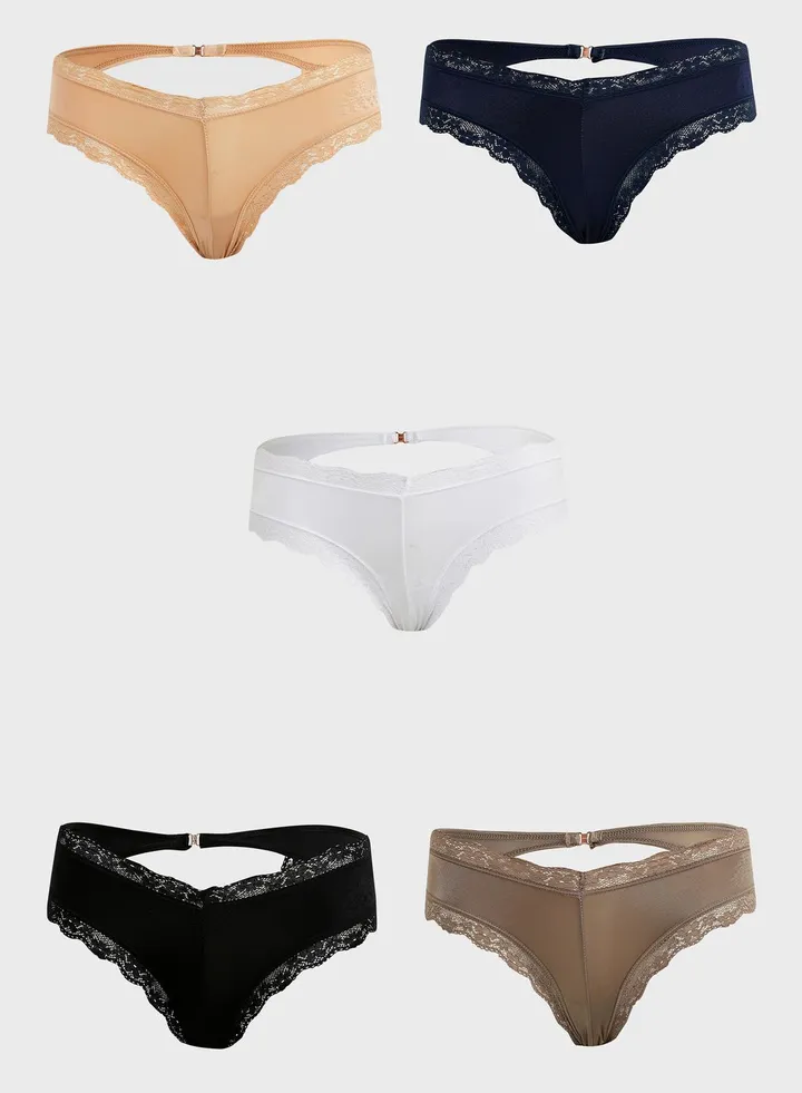 5 Pack Lace Detail Cheeky Style Brief