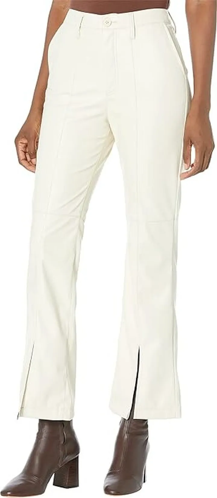 KUT from the Kloth Ellery - Front Hem Slit Crop Pants (Ivory Faux Leather) Women's Clothing