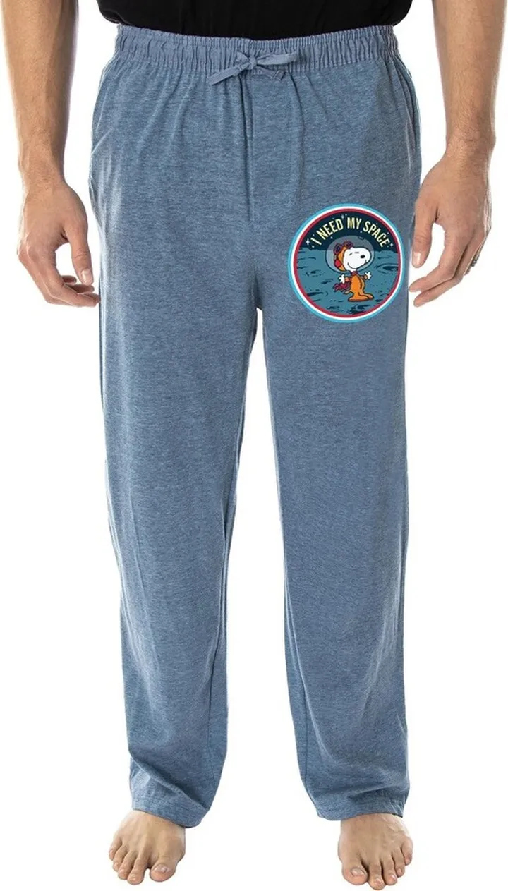 Peanuts Adult Snoopy In Space Character Loungewear Sleep Pajama Pants Medium Blue
