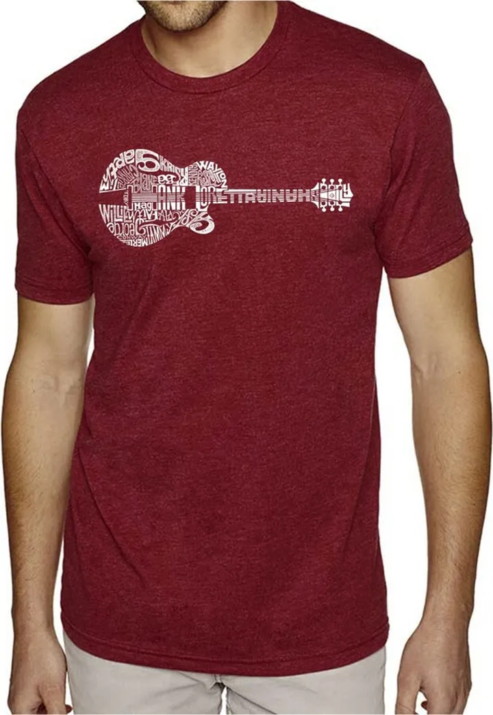 La Pop Art Men's Premium Word Art T-Shirt - Country Guitar