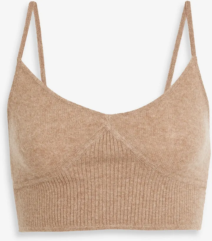Cropped mélange cashmere tank