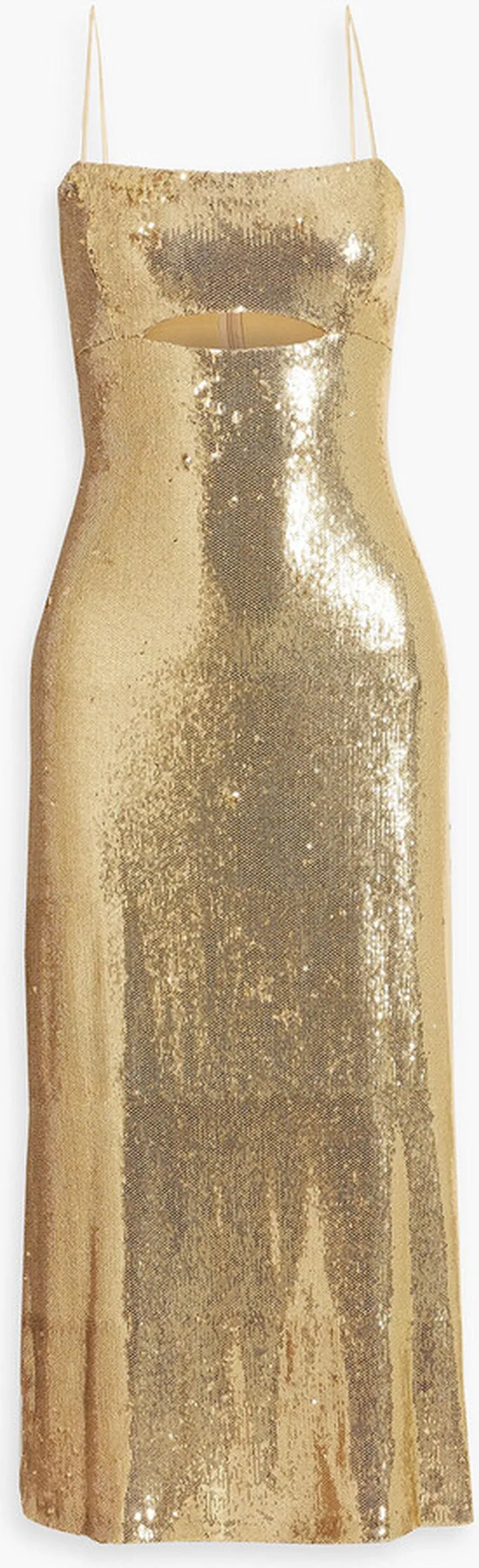 Ray cutout sequined mesh midi dress