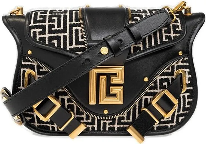 Balmain Jaquard Monogram Blaze Shoulder Bag