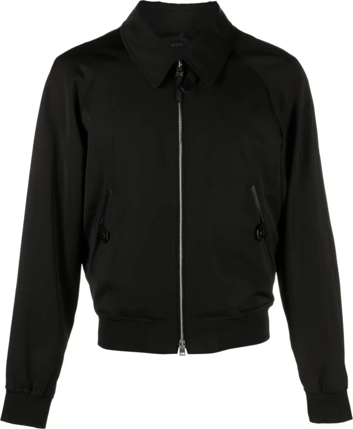 Black Zip-Up Bomber Jacket