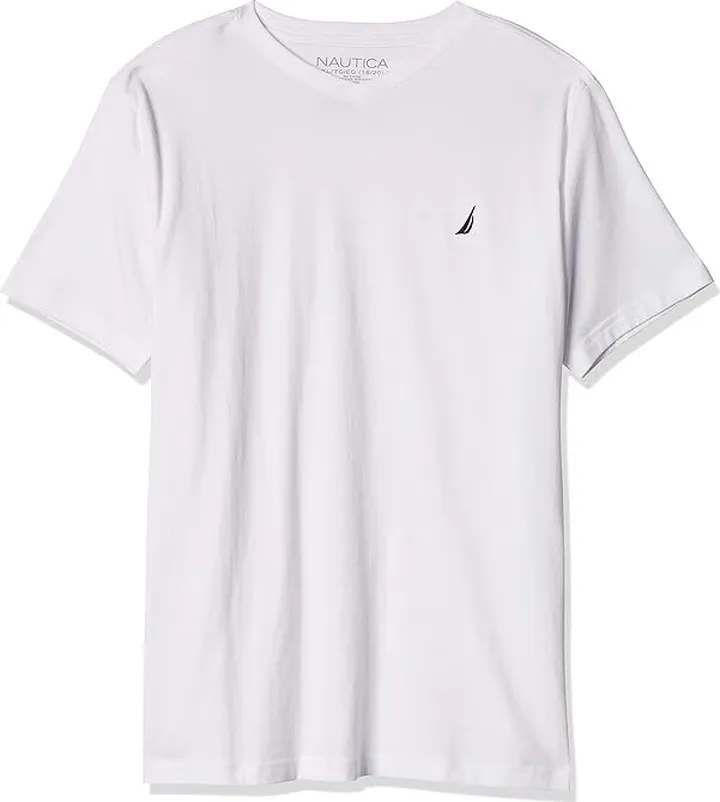Nautica Boys' Short Sleeve Solid V-Neck T-Shirt (White 00) Men's T Shirt