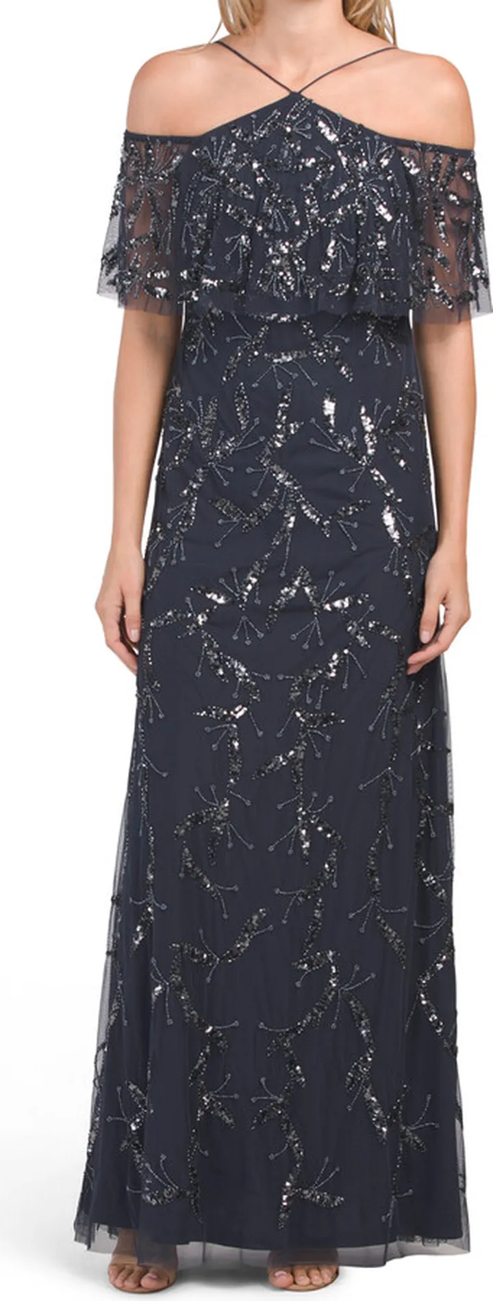 Off The Shoulder Hand Beaded Gown