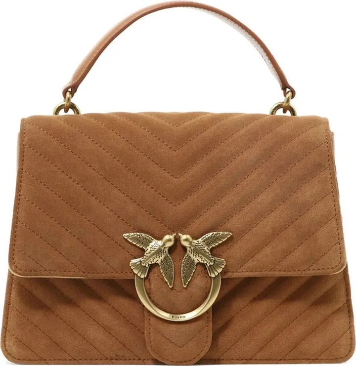 Pinko Love Logo Plaque Quilted Shoulder Bag