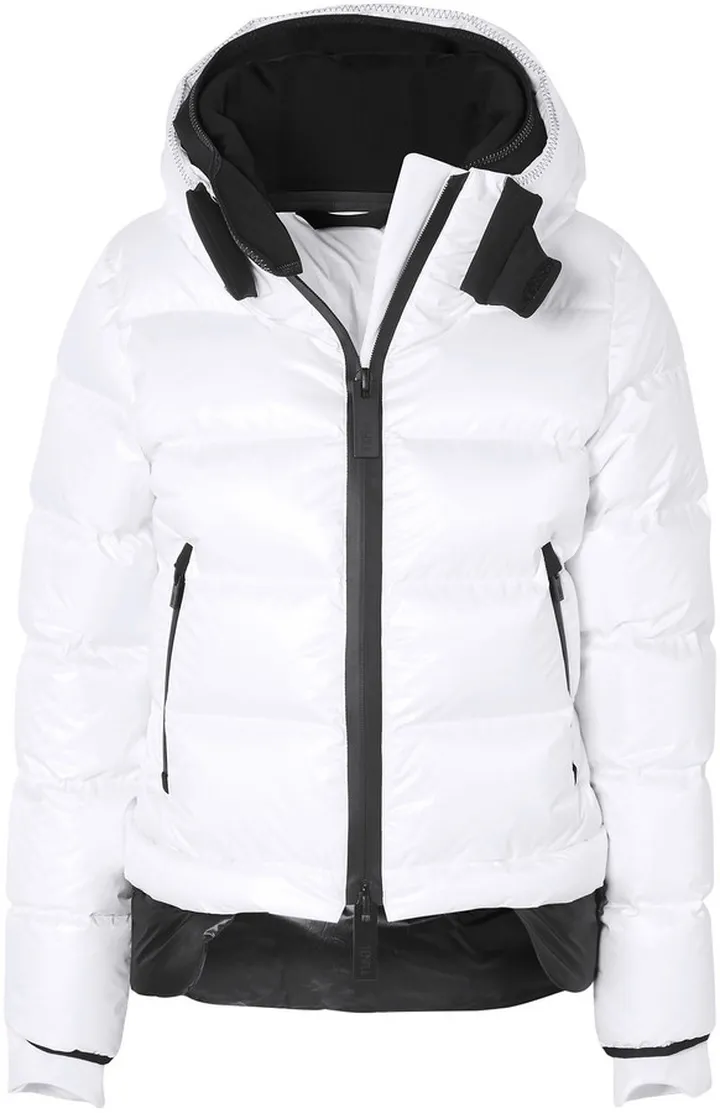Quilted shell hooded down jacket
