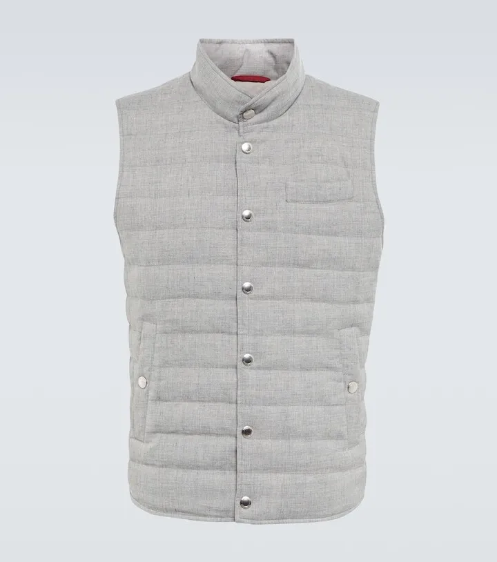 Linen and wool down vest