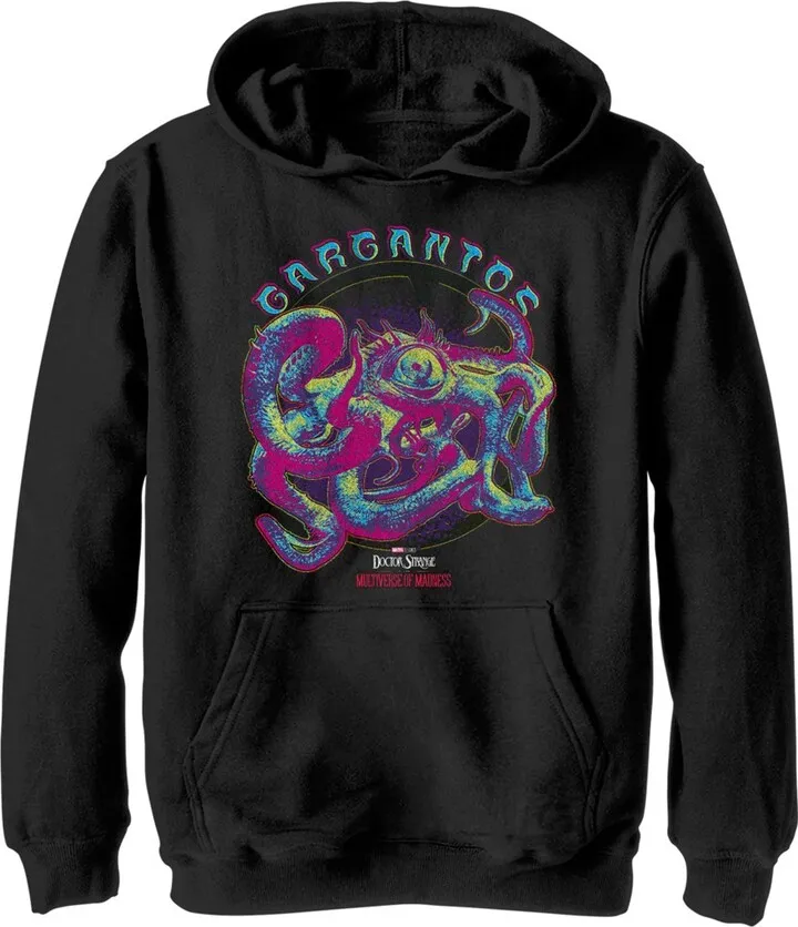 Boy's Marvel Doctor Strange in the Multiverse of Madness Neon Gargantos Pull Over Hoodie - Black - Medium