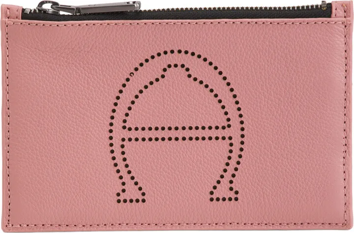 Leather Stella Small Multi Zip Pouch With Perforated Logo