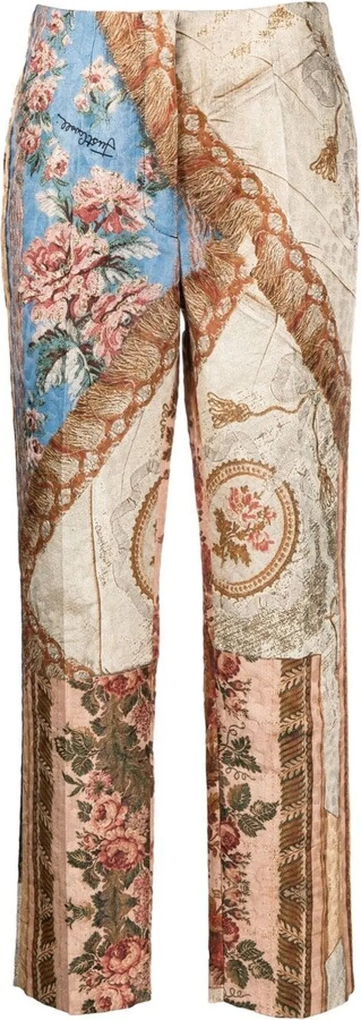 Mix-Print Cropped Trousers