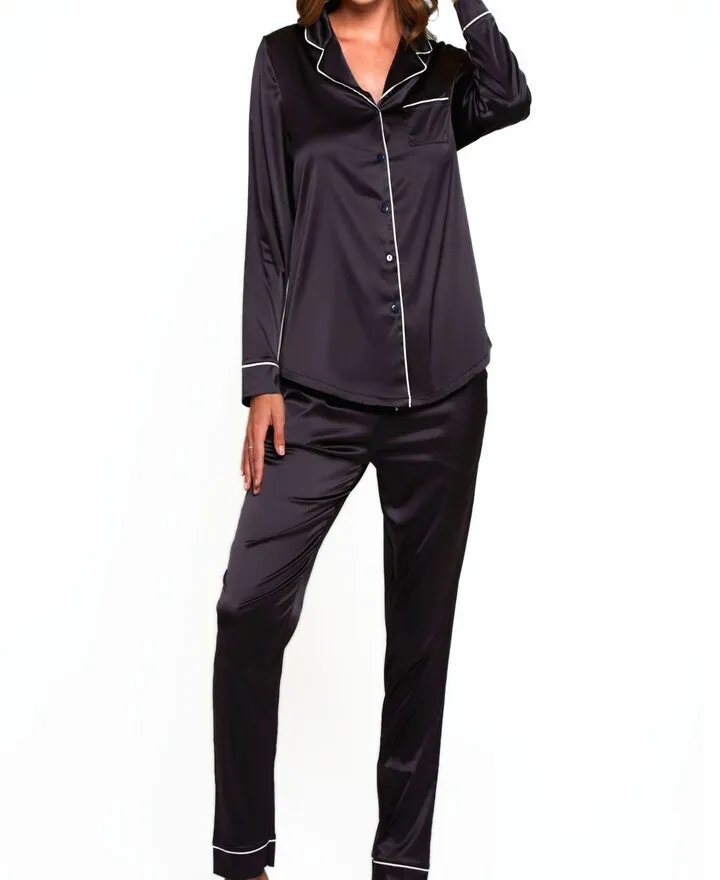 Women's Notch Collar Pajama Pant Set