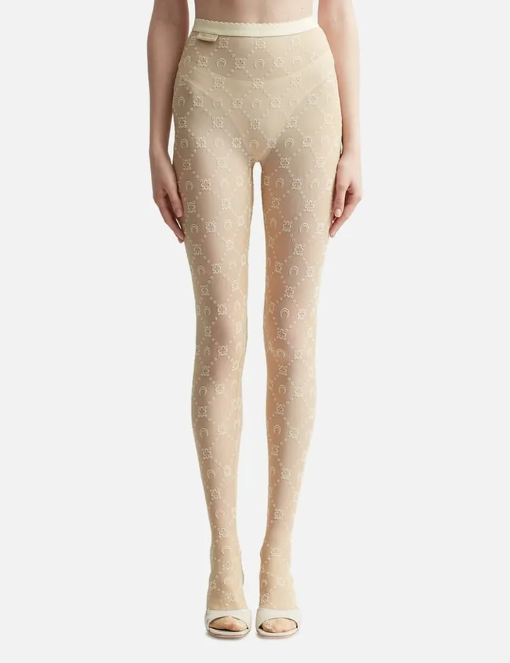 Moonogram Flocked Mesh Tights