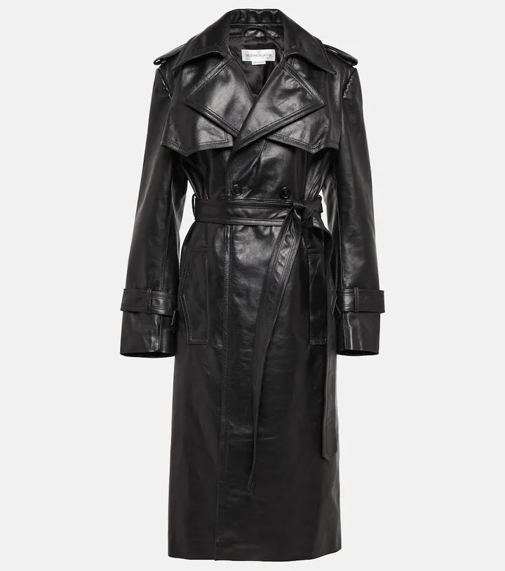 Leather trench coat