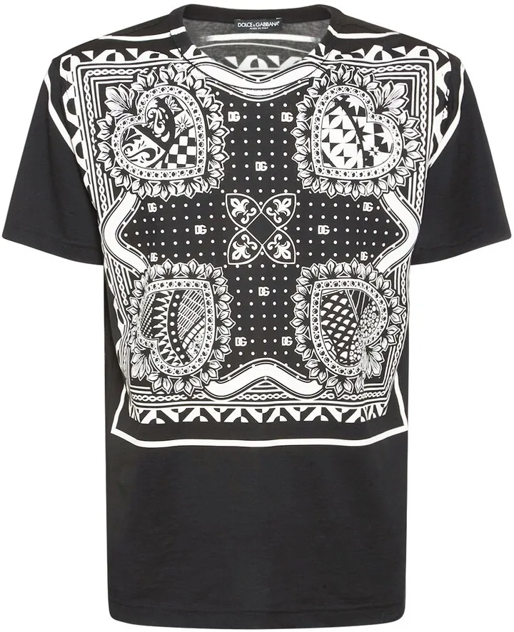 Printed cotton crewneck t-shirt