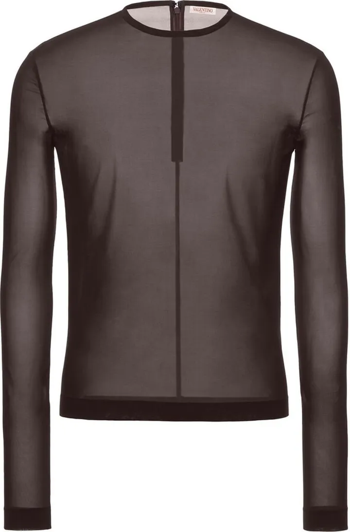 long-sleeved semi-sheer T-shirt