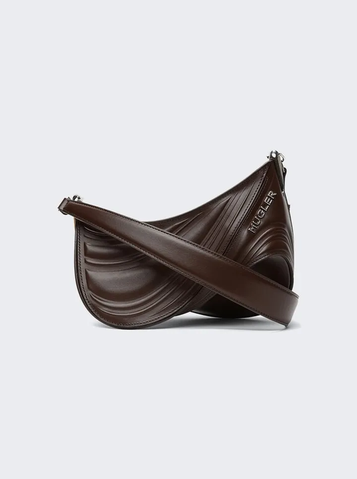 Small Embossed Spiral Curve 01 Shoulder Bag Dark Brown