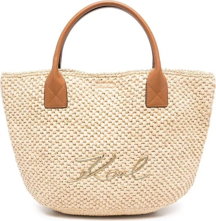 Logo-Plaque Woven Beach Bag