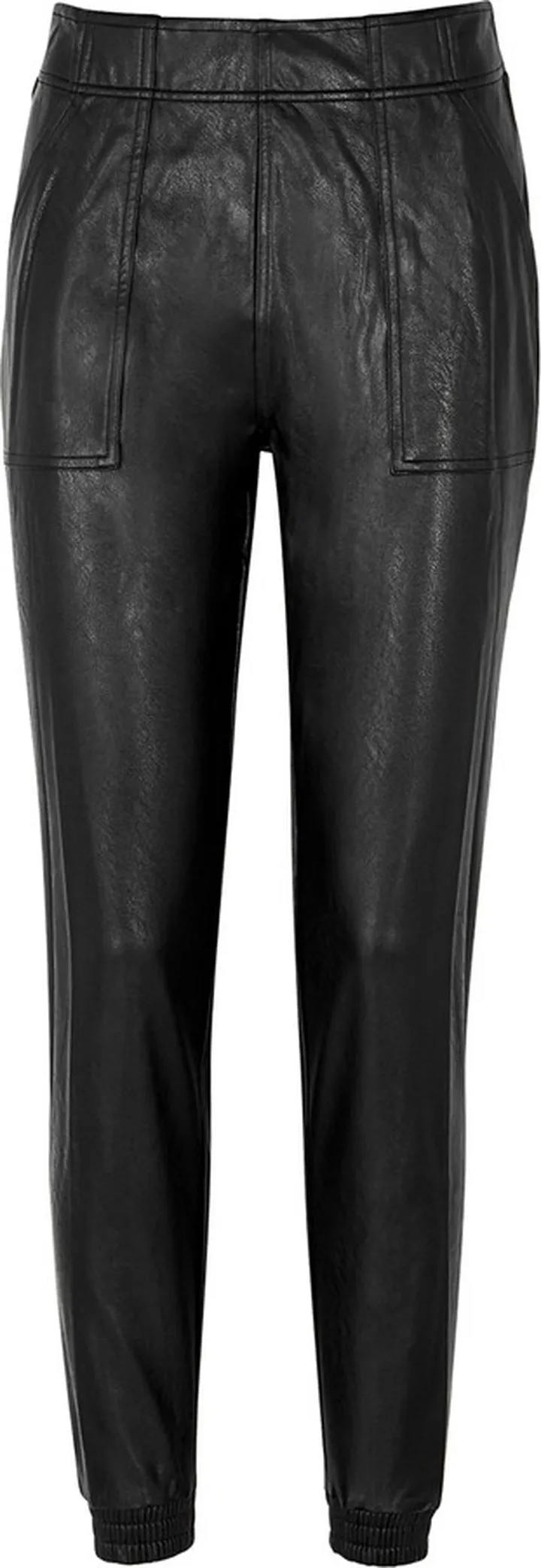Spanx Black Faux Stretch-leather Sweatpants
