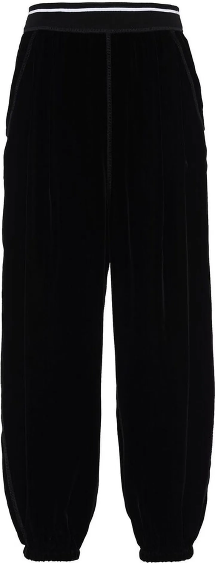 Stripe-Trim Velvet Track Pants
