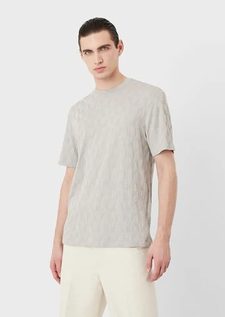 Jacquard stretch viscose-blend crew-neck T-shirt