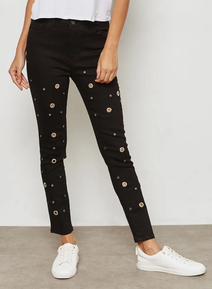 Eyelet Skinny Jeans