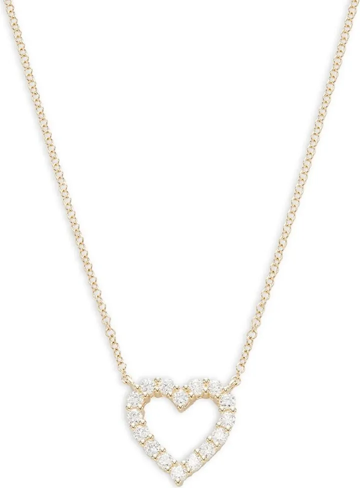 14K Yellow Gold & 0.43 TCW Diamond Heart Pendant Necklace
