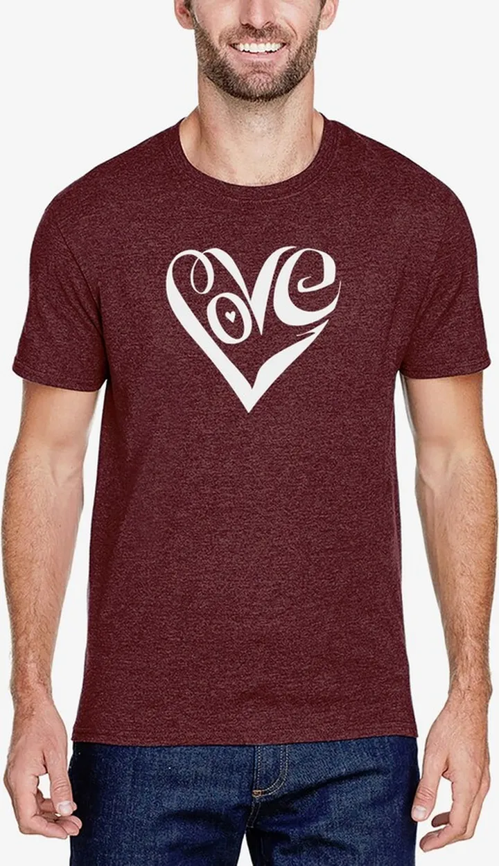 Men's Premium Blend Word Art Script Love Heart T-shirt