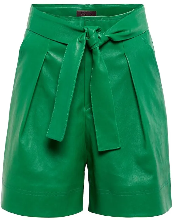 Eloise pleated leather shorts