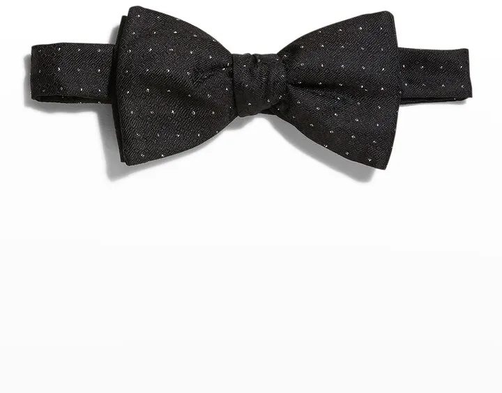 Men's Silk Pin-Dot Wedding Bow Tie