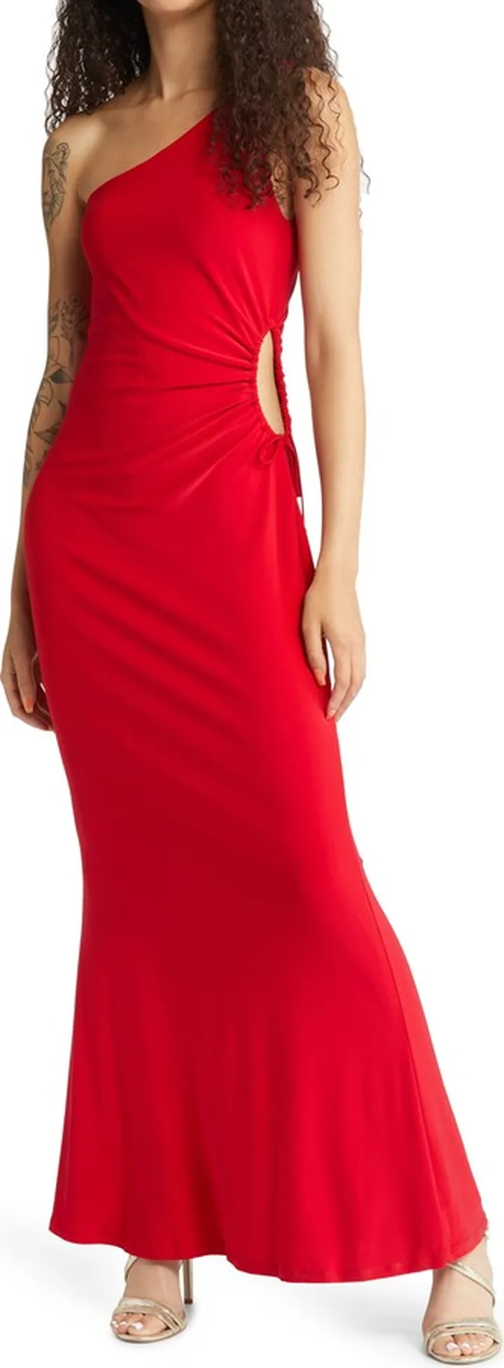 One-Shoulder Cutout Gown