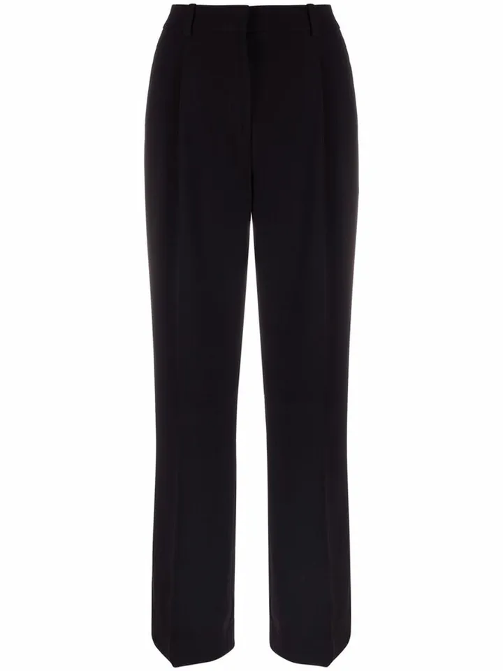 Straight-Leg Pleated Trousers