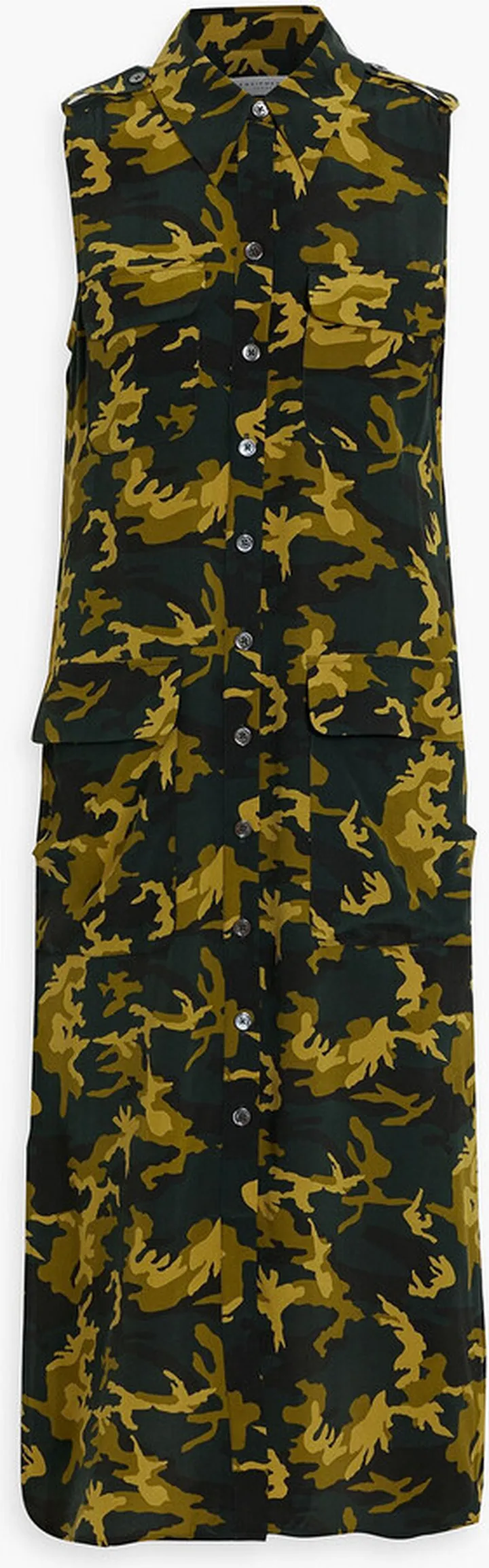 Parkin camouflage-print washed-silk shirt dress