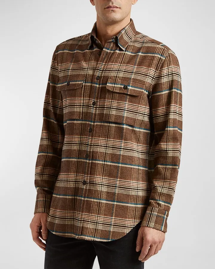 Men's Vicuna Plaid Sport Shirt