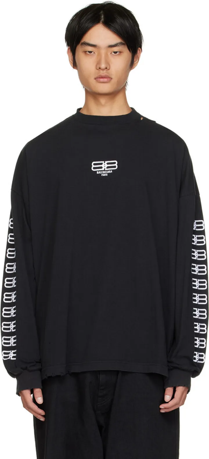 Balenciaga Black BB Paris Icon Long Sleeve T-Shirt