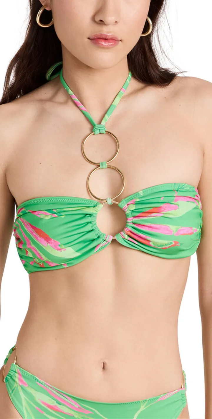 Ramy Brook Botanical Printed Pearl Bikini Top